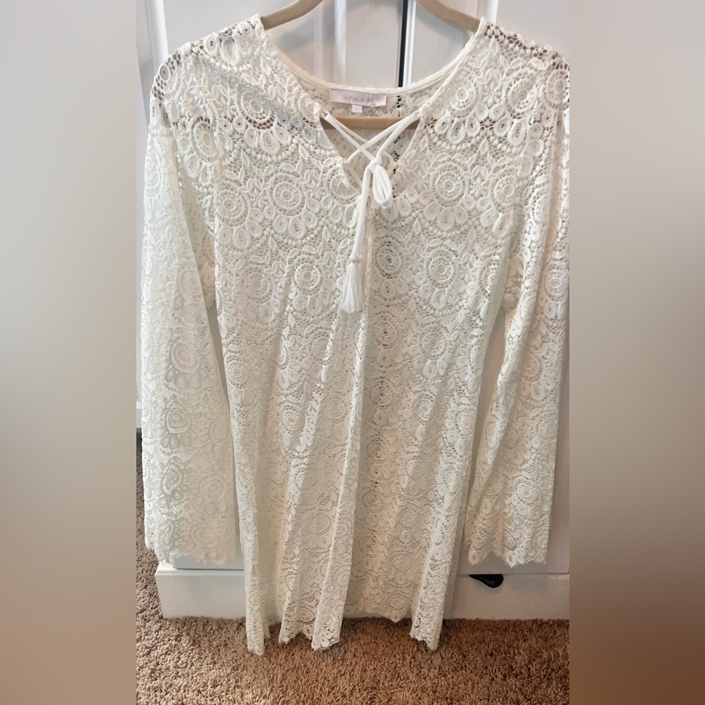 Ivory colored lace/mesh coverup